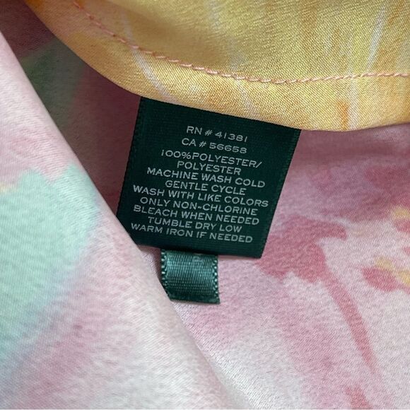 Lauren Ralph Lauren Size Large Watercolor Floral Print Crepe Tunic Blouse - Picture 7 of 12